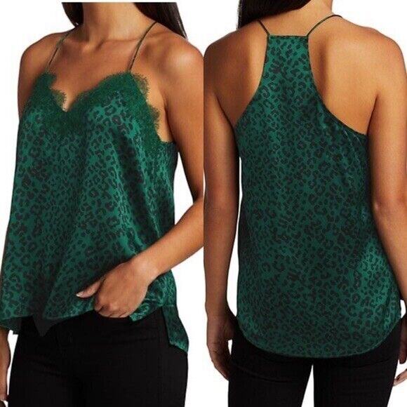 CAMI NYC NWT Women's Olivia Emerald Leopard Cami Green Size M - Picture 1 of 6